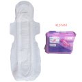 Extra Long 410 mm Factory Women's Menstrual Pad Wholesale Feel Free Sanitary Napkin SAP+Fluff pulp